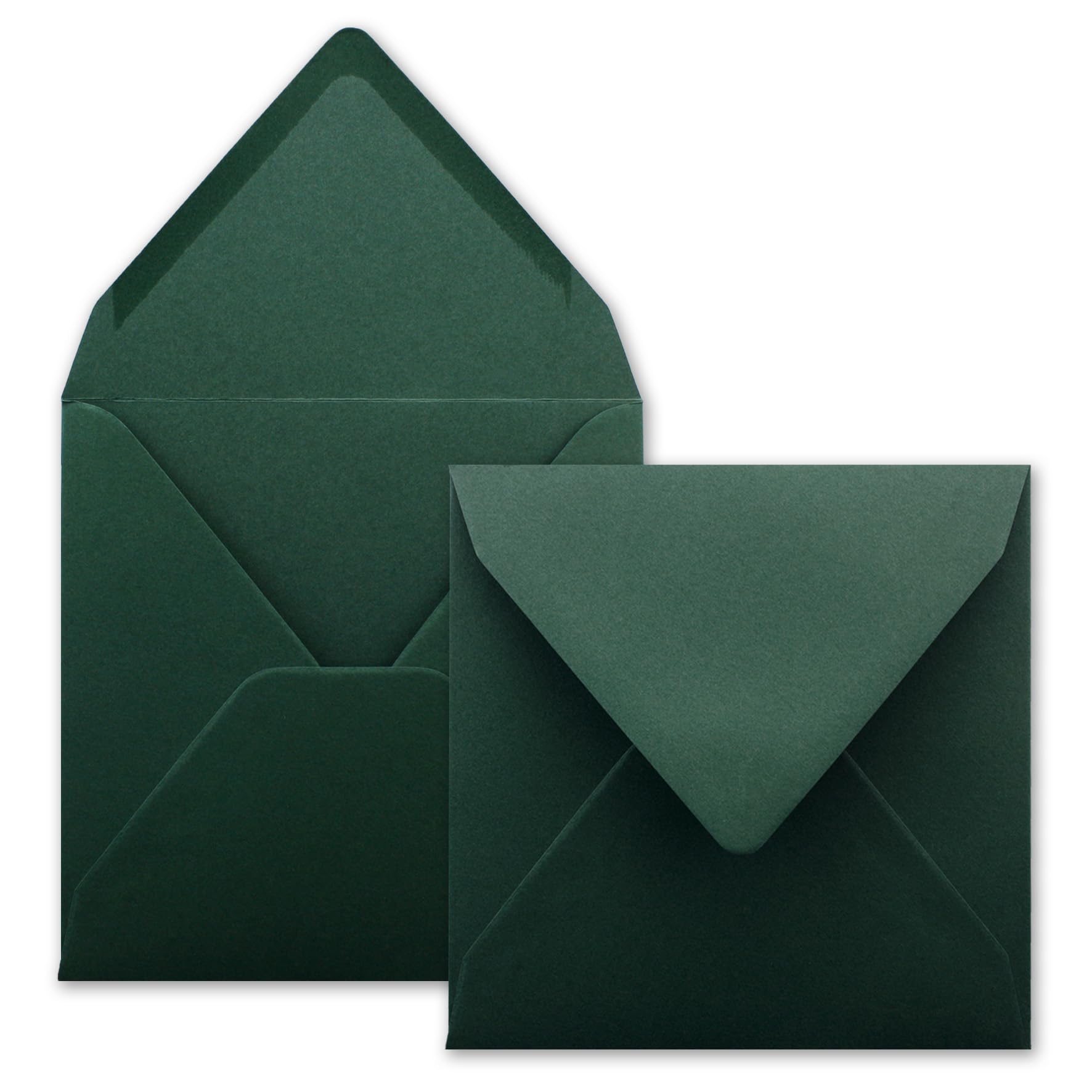 150x Sobres cuadrados en verde pino (verde) - 15,5 x 15,5 cm - sin ventana, con cola húmeda - 110 g/m² - Para tarjetas de invitación a bodas, cumpleaños y más - Serie FarbenFroh