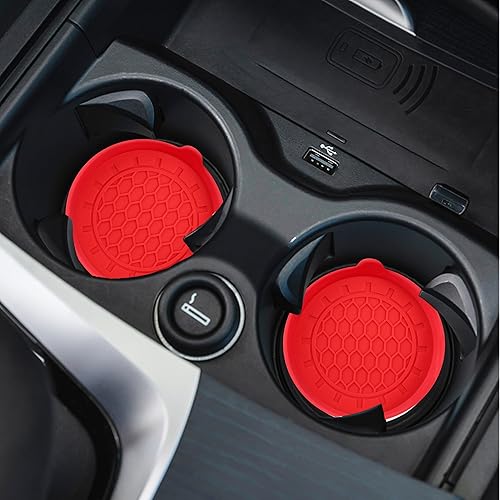 Miniatura 9 de Toiyason Posavasos universal para automóvil, soporte antideslizante para interiores de automóviles, engranaje rojo puro, paquete de 2