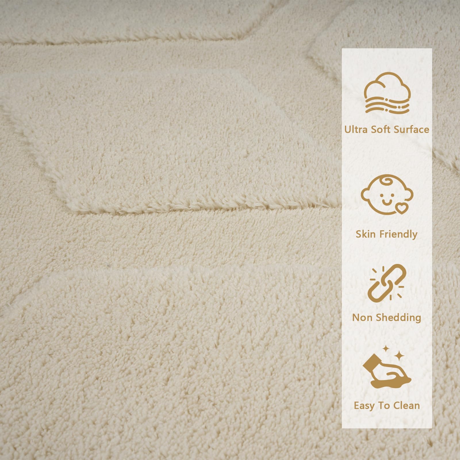 Homcomodar Grand Beige Tapis Salon 200x300cm Lavable en Machine Moderne Chambre Tapis Antidérapant Doux 3D Effet Moquette de Chambre Salon Salle a Manger