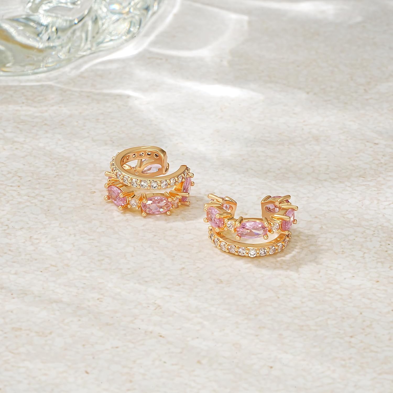 WEARON Ear Cuff Earrings for Women, Ear Cuffs Non Piercing, 14K Gold Plated Jewelry Zircon Diamond Turquoise Earrings Hypoallergenic Jewelry Gifts for Woman - Image 5