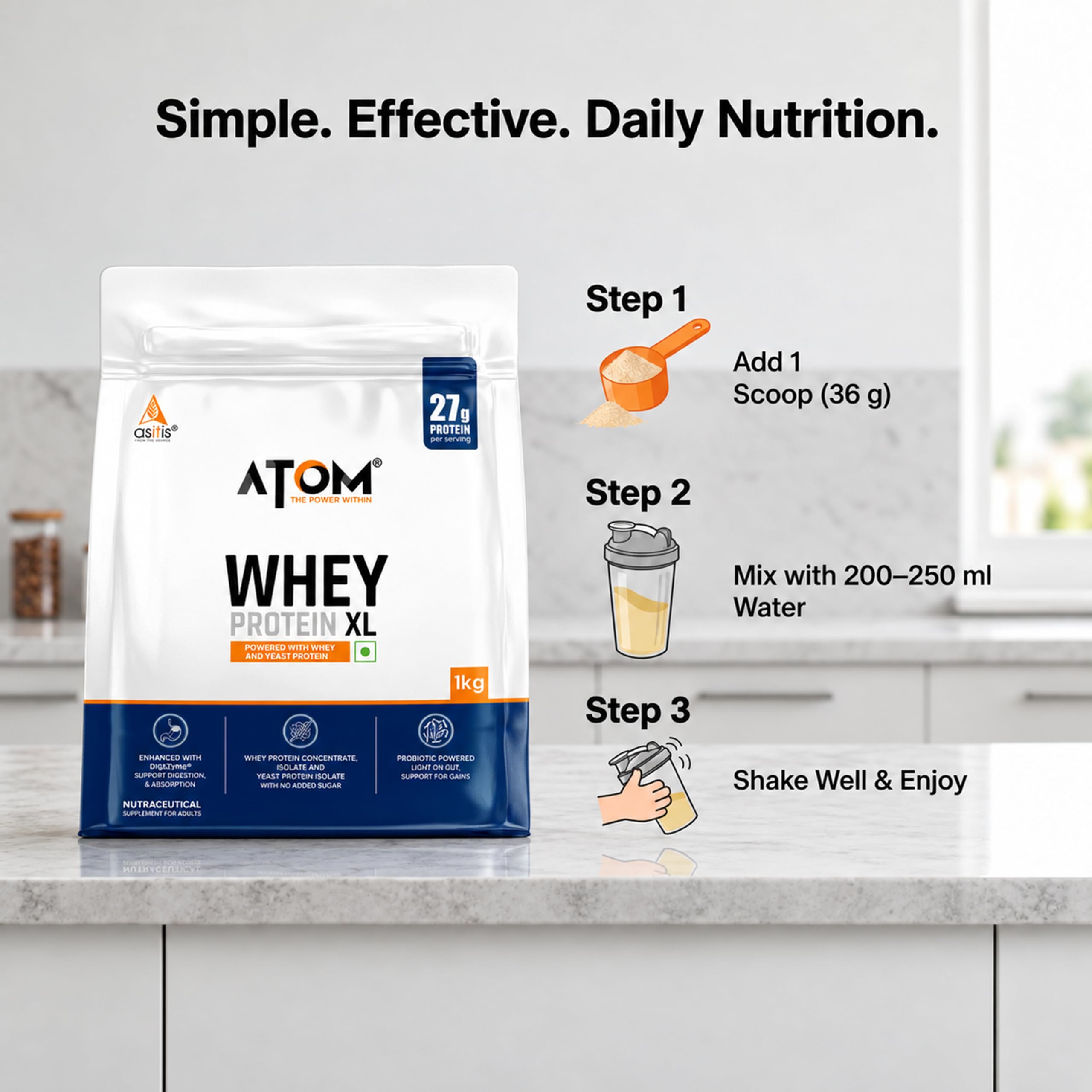 AS-IT-IS ATOM Whey Protein XL, Choco Hazel Fusion, 1kg - with DigeZyme® & Fermented Yeast Protein — Amazon image 6