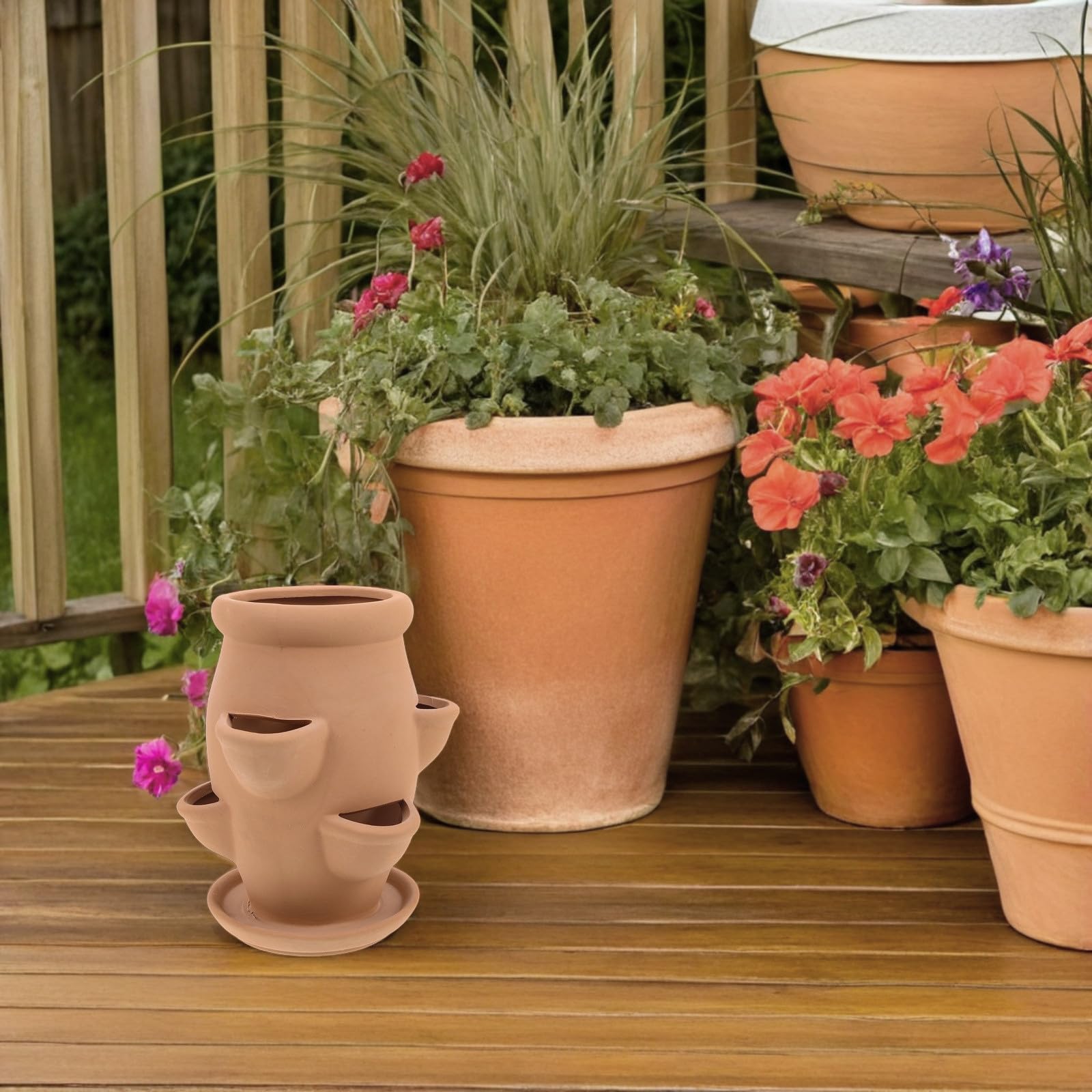 Ciieeo Pot de Fleurs en Céramique pour Fraisiers 6 Compartiments – Jardinière Multifonction pour Plantes Grasses – Pot pour Plantes D’Intérieur et Balcon