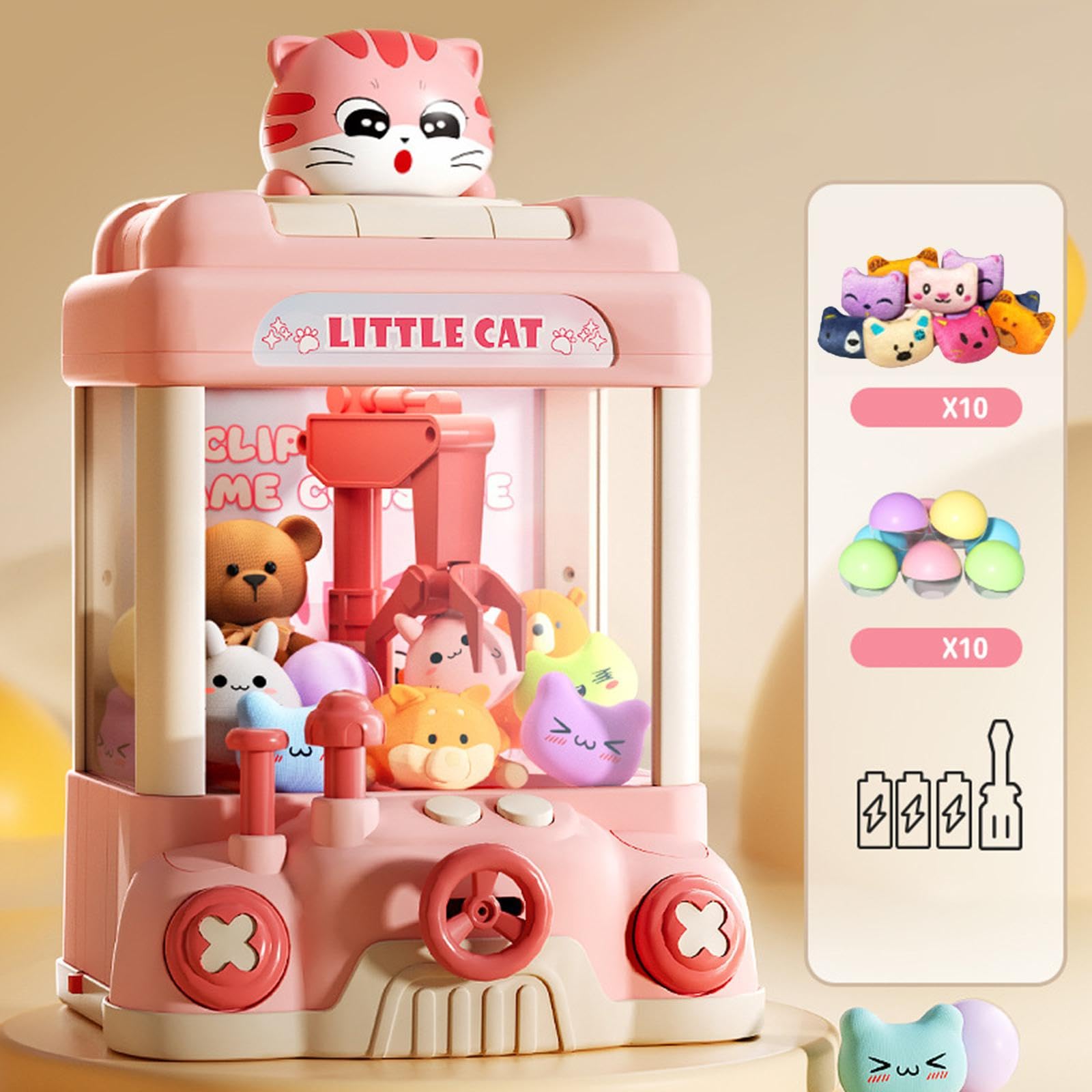 1 Pezzo Macchina Artiglio Distributore Mini Gioco Elettronico Arcade Bambini con Luci Suoni per attività Interattive Adatto a Compleanno, Rosa