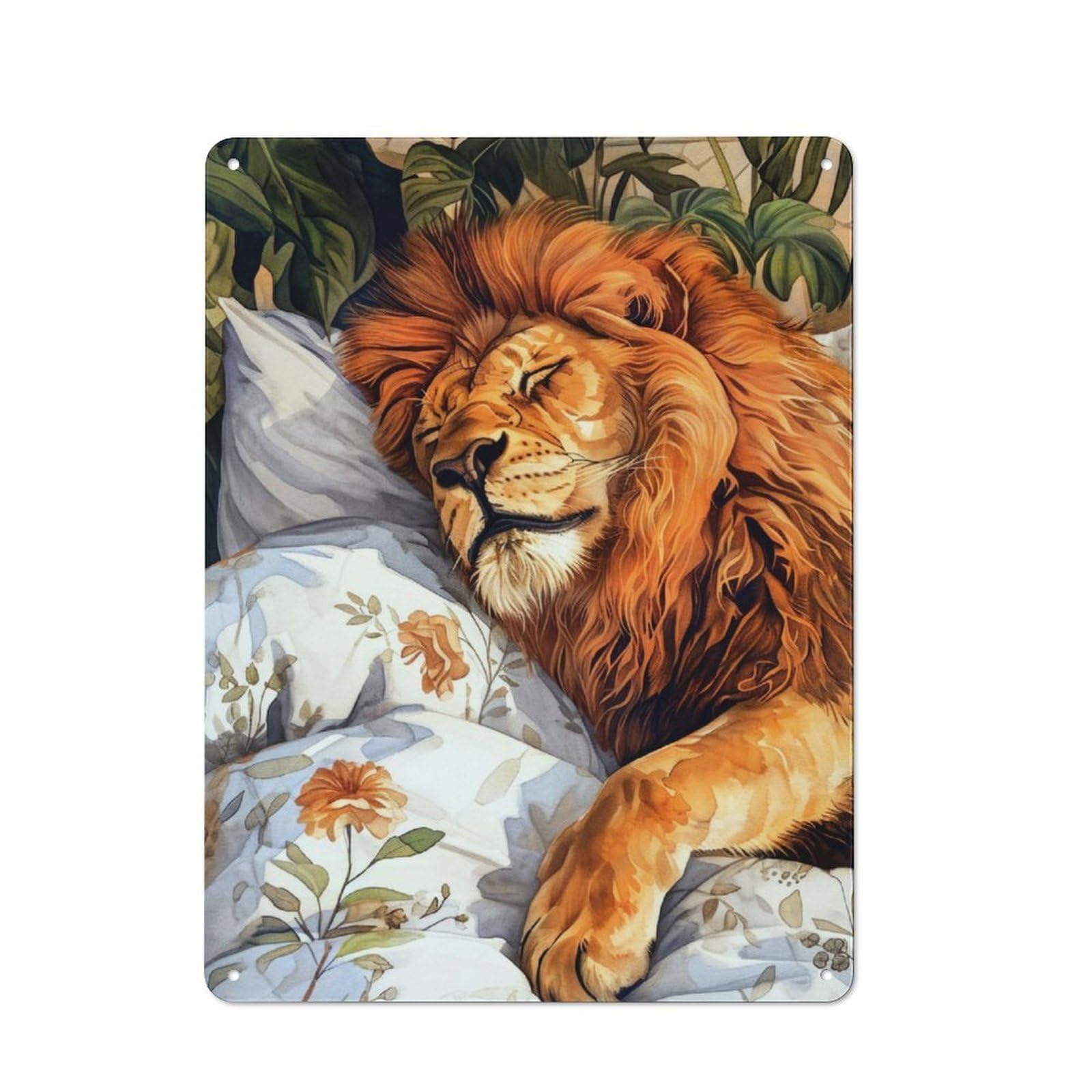 Junmoney Lion Wild Cat Animal Art Rustic Metal Sign 40X30cm For Kitchen Or Home Bar, Gift For Kitchen Decor Lovers During The Christmas Season