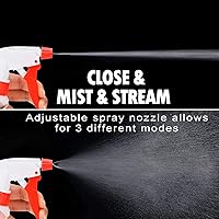 Vista 2 de JohnBee Botellas de spray vacías (paquete de 2 unidades, 16 onzas), botellas de pulverización ajustables para soluciones de limpieza, sin fugas ni