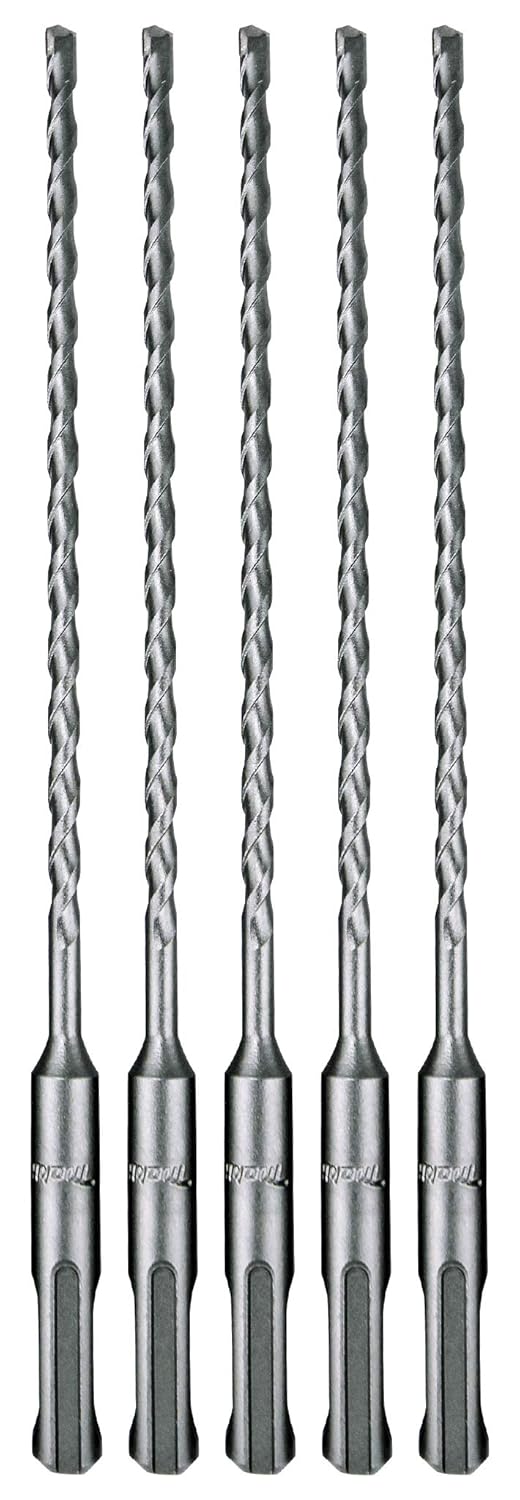 Makita 5 Pack - SDS-Plus 3/16” Drill Bits for SDS+ Rotary Hammers - 6" Deep Drilling Into Concrete & Masonry