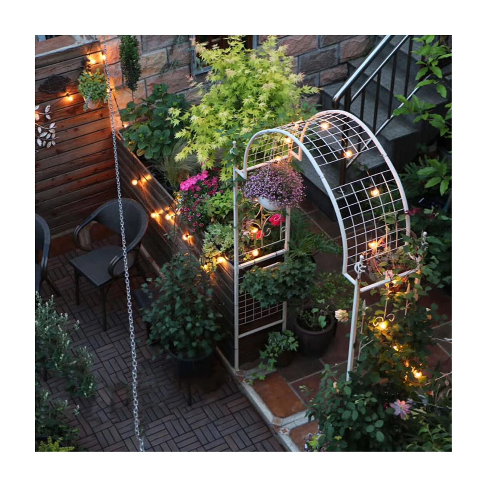 Solidny metalowy łuk ogrodowy do roślin pnących, czarny 130 cm / 51,1 cala Trellis Rose Arbor, idealny na uroczystości i dekoracje trawnika na zewnątrz