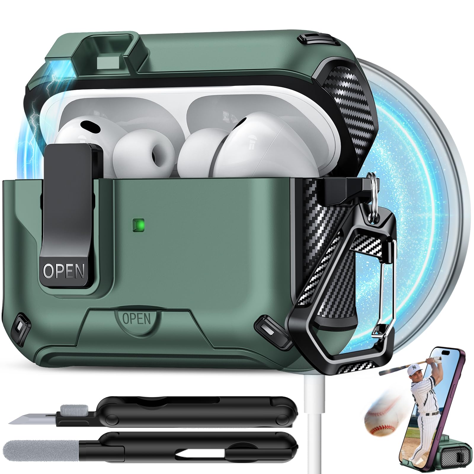 for AirPods Pro 3 Case with Lock (Light Green)
