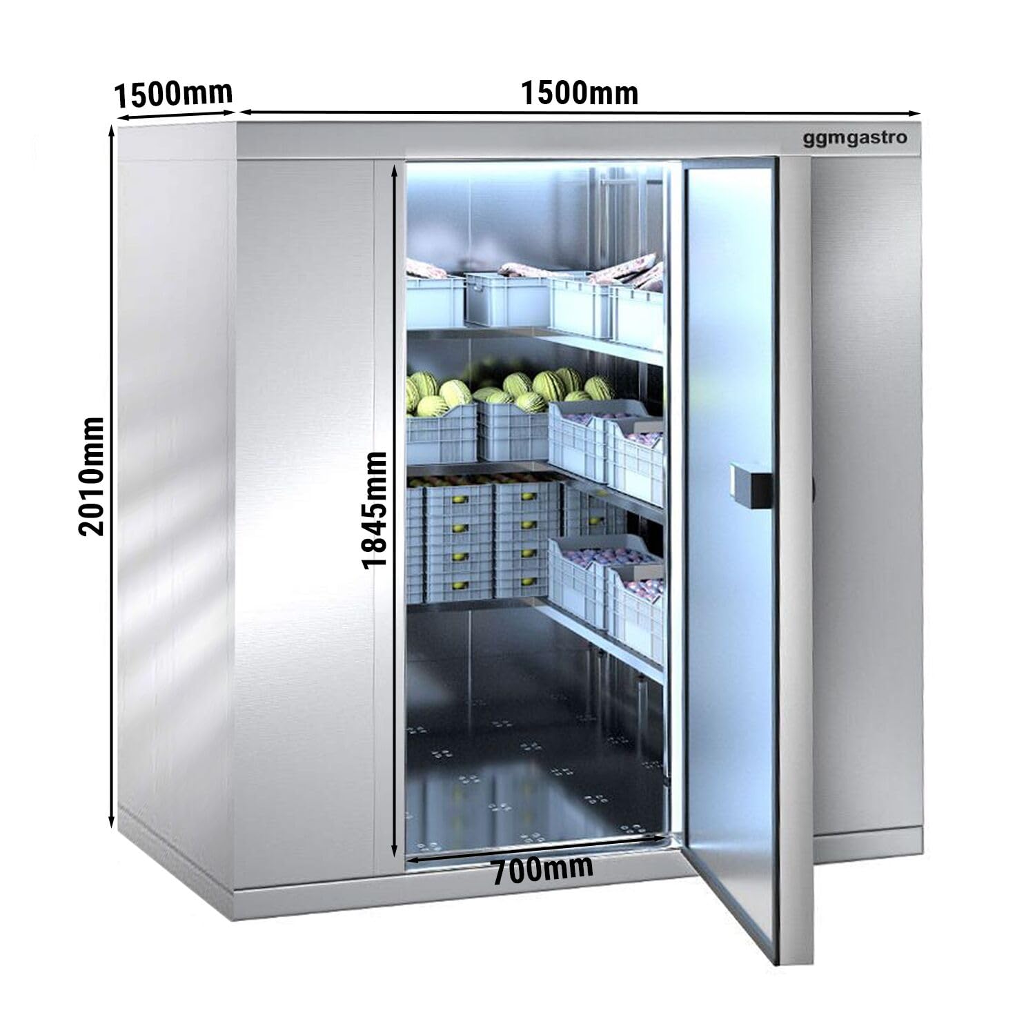 GGM Gastro | KF1515E | Edelstahl Kühlzelle - 1500x1500mm - 3,5m³
