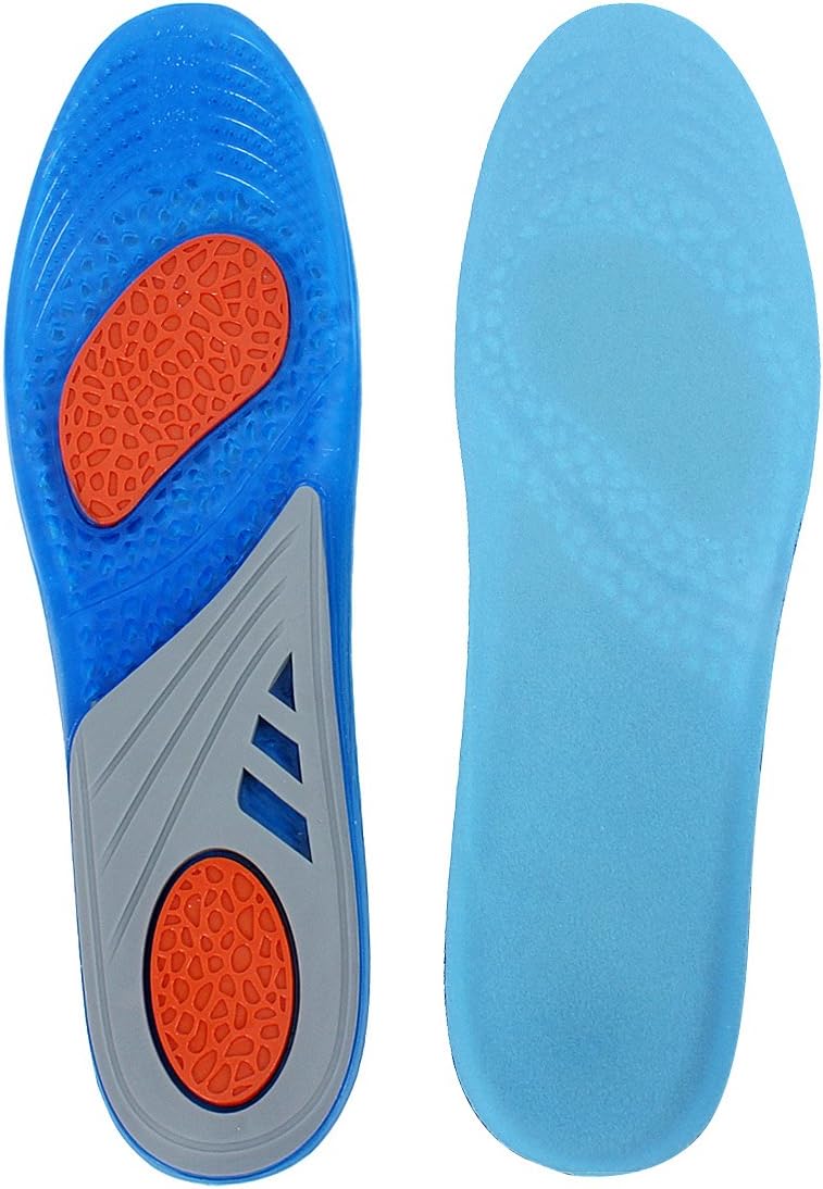 Gel Sport Insoles, HuaQi Silicone Insoles Shoes Pads Sport Running Cushion Insert for Shock Absorption，Relieve Foot Pain and Fasciitis (US Women's 3-8)