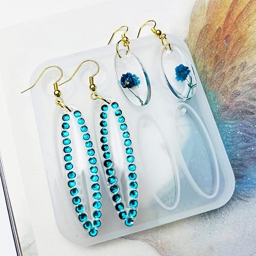 Miniatura 3 de 10 moldes de resina para aretes, juego de moldes de joyería de resina epoxi de silicona, moldes colgantes para mujeres