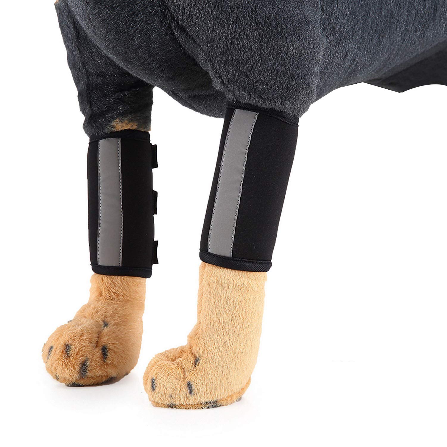 Zunea Dog Front Leg Brace with Safety Reflective Strap Pet Leg Wrap Compression Sleeve Wound Protector Wrist Support for Stability, Injuries and Sprain Healing Black M