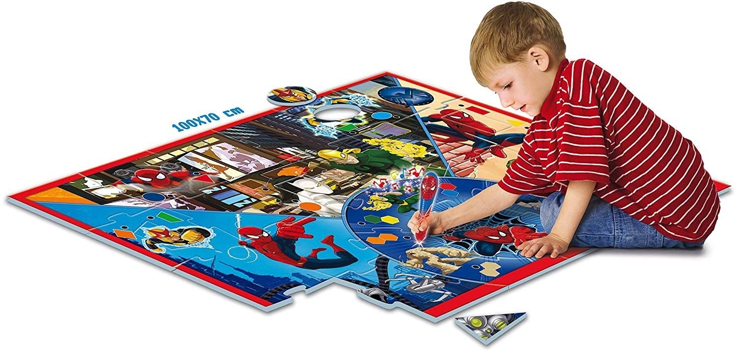 Clementoni - 13276 - Sapientino - Il Tappeto Gigante Interattivo Spiderman Ultimate - Made in Italy, puzzle bambini, gioco educativo bambini 3 anni, gioco elettronico parlante (versione in italiano)