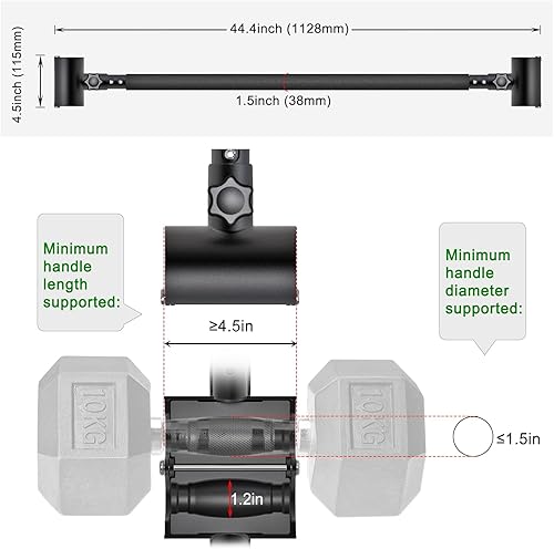Miniatura 8 de Kipika Barra de trampa olímpica, barra hexagonal, barra de encogimiento, barra de peso muerto con asas plegables, barra de agarre múltiple, barra