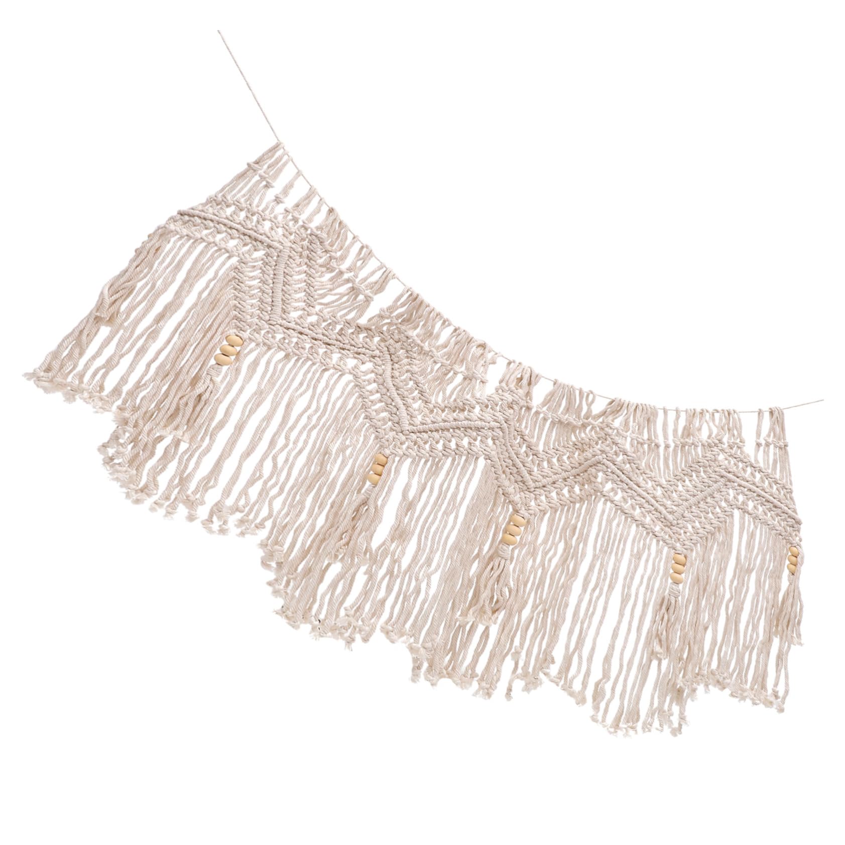VOSAREA Rideau Macramé Bohème en Coton Tissé avec Pampilles, Décoration Murale et Porte D'entrée Style Naturel