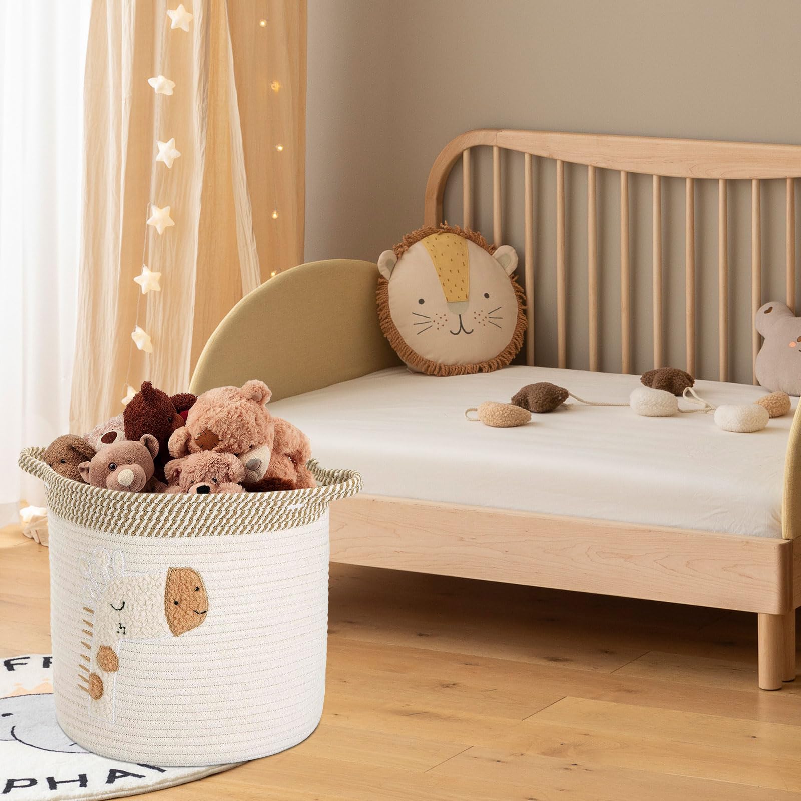 Cesto portaoggetti, fasciatoio per la cameretta dei bambini, con manici, cestino portaoggetti in cotone per la cameretta dei bambini, organizer per giocattoli, mensola da bagno