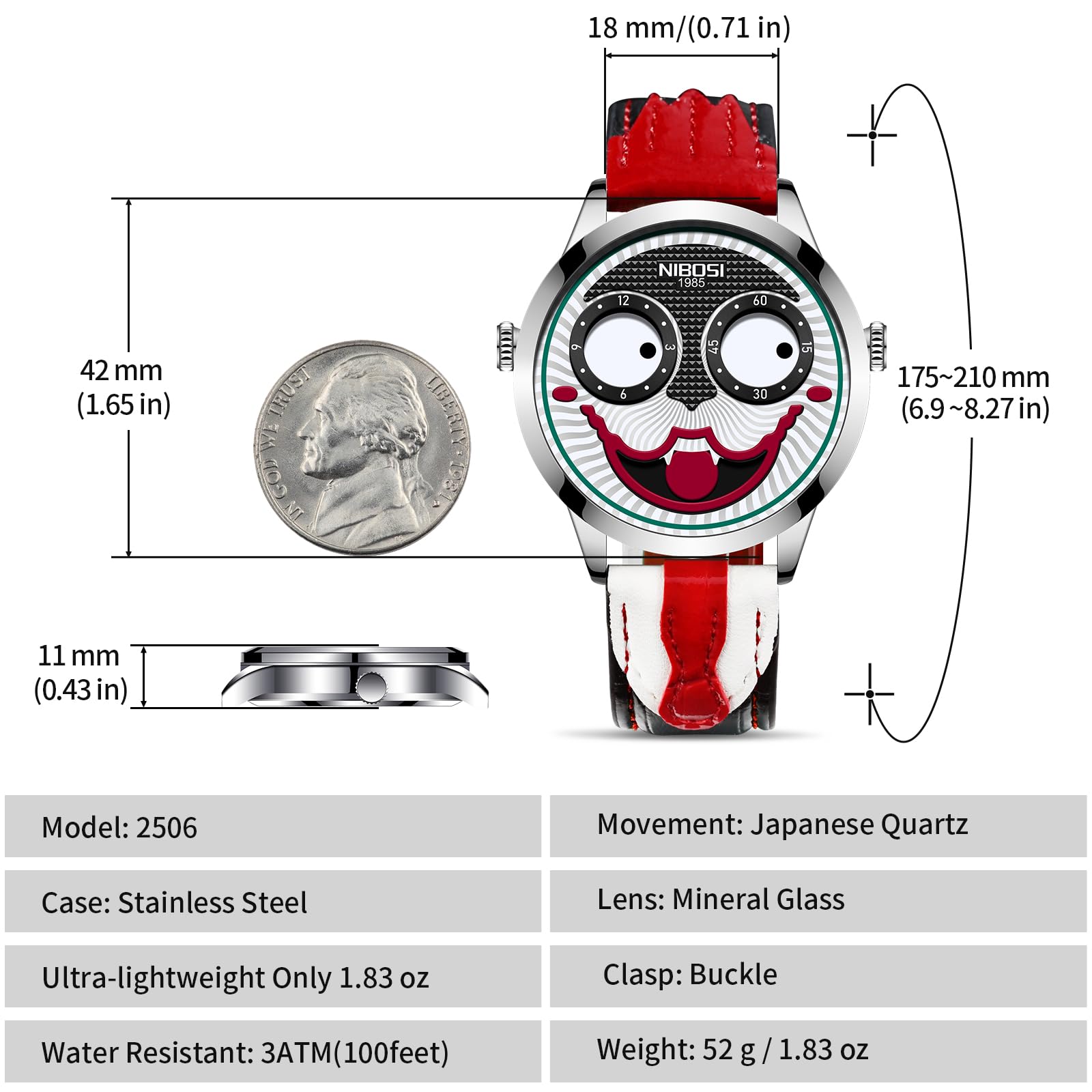 NIBOSI Montre analogique à quartz pour homme en acier inoxydable avec date étanche et lumineuse pour homme