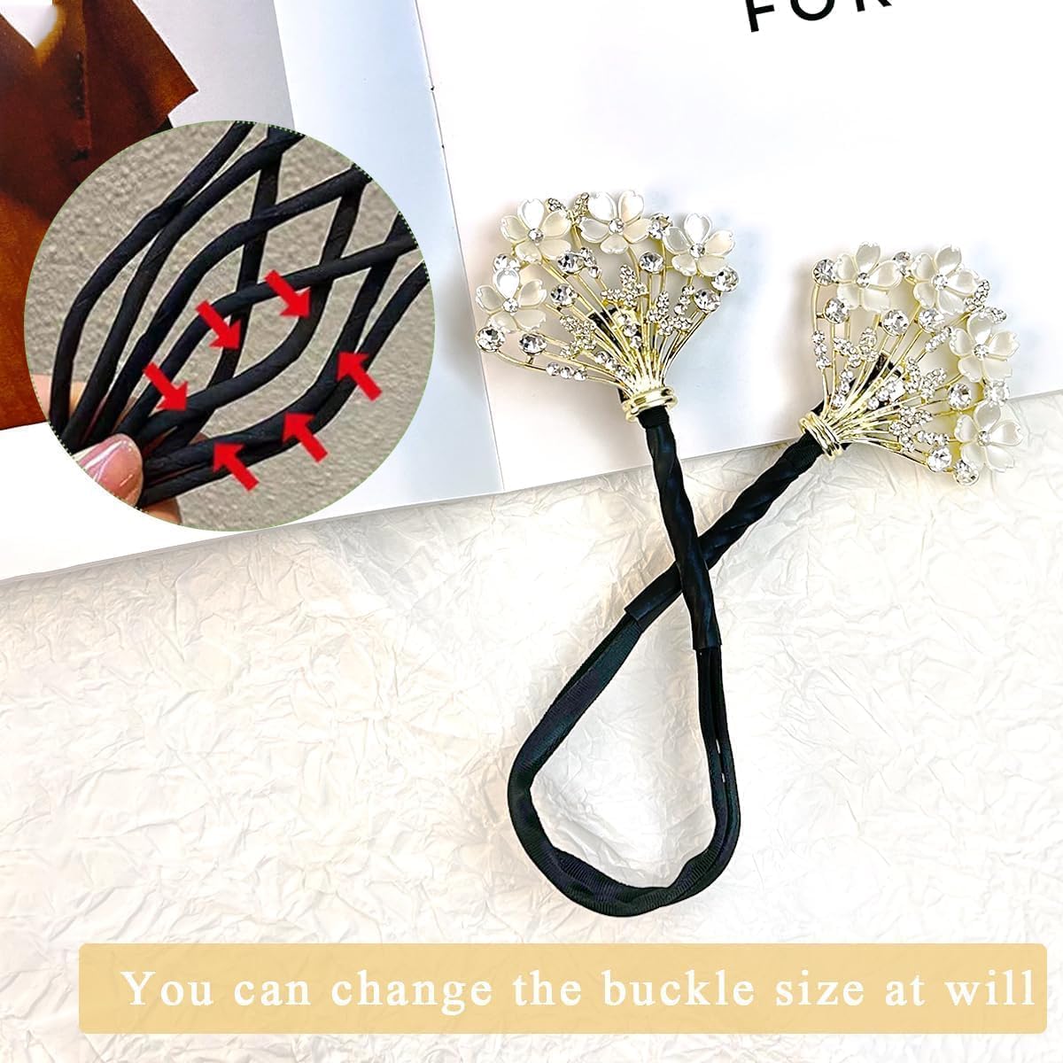 Sohansh Rhinestone Flower Hair Clip & Lazy Hair Curler, French Twist Bun Maker, Elegant Bun Shaper Hairstyle Tool, Pack of 1 (White) 2