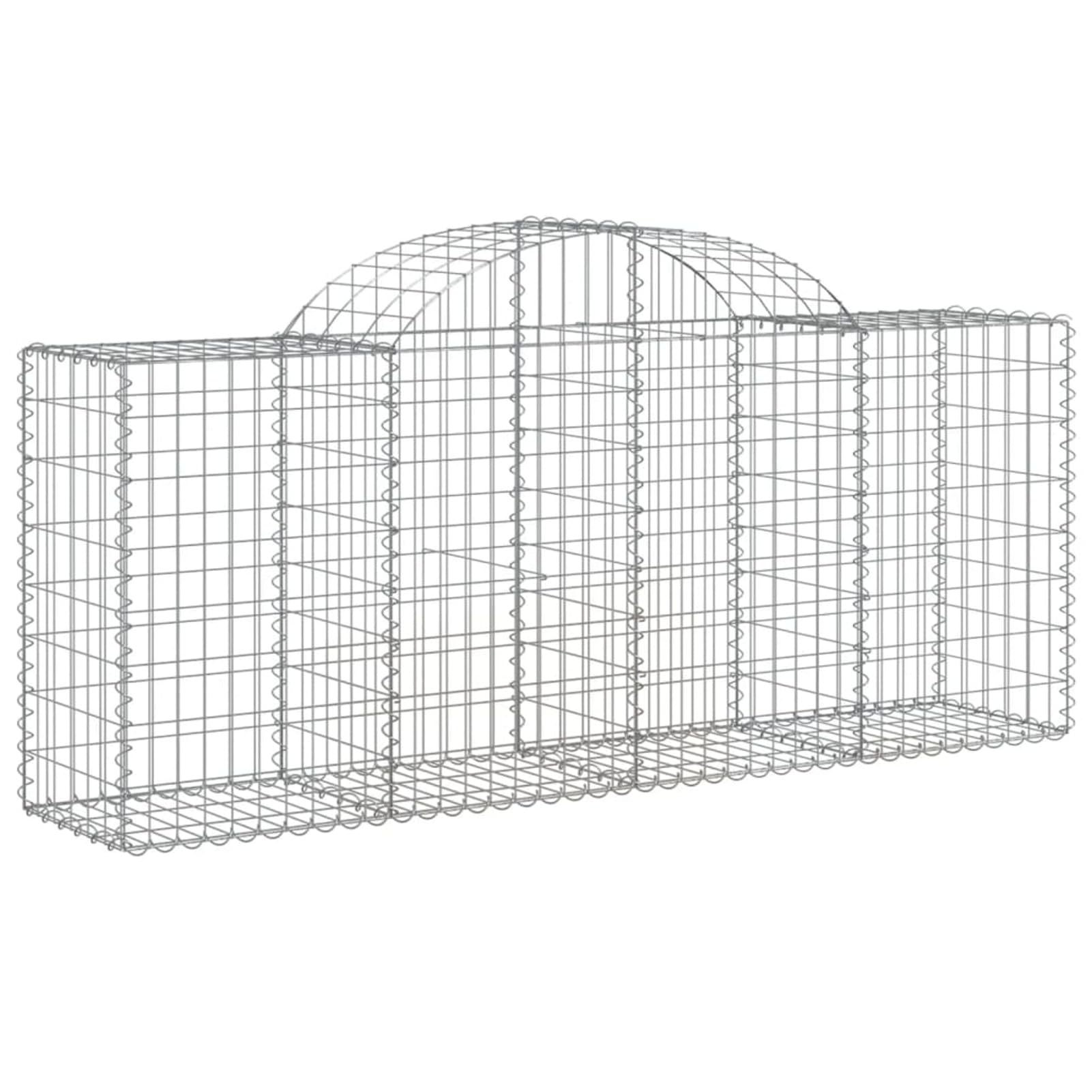 Homgoday Gewölbte Gabionenkörbe 11 Stück 200x50x80/100cm Verzinktes Eisen Gabion Korb Käfig Gitter Draht Steinkorb Outdoor Spirale Stützmauer Garten Pflanzgefäß 3448