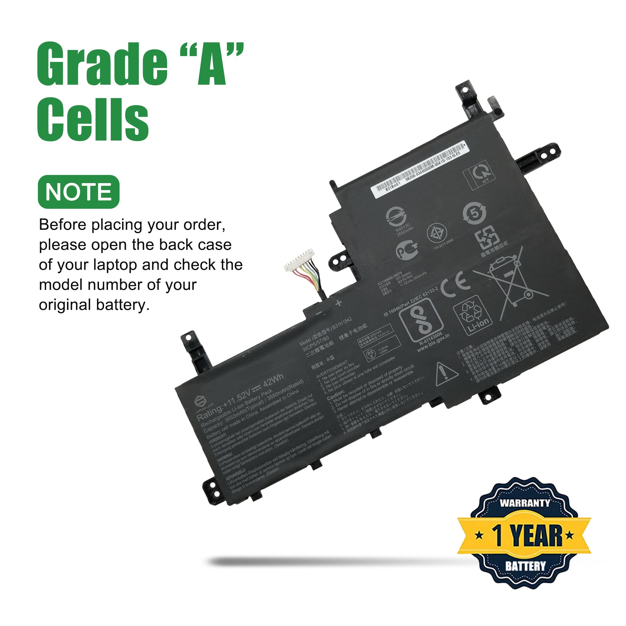 MB L×15 Amazon.com: JIAZIJIA B31N1842 Laptop Battery Replacement for Asus