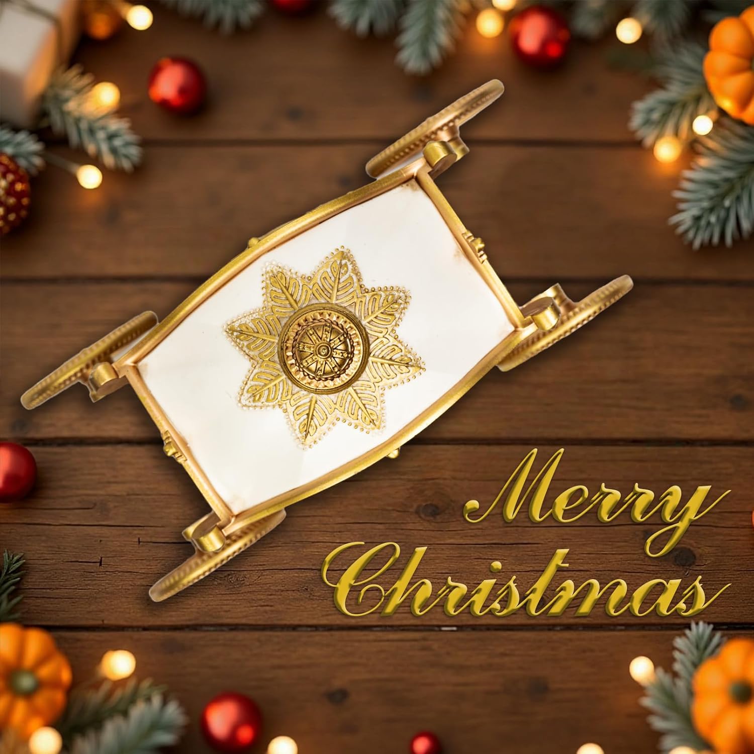 Christmas White Carriage Snow Globe Lantern with Gift Box - Snowman Scene Water Lantern with Glitter Snow - Musical Holiday Decor with LED Light - Battery Or USB Powered Operated (White with gold)