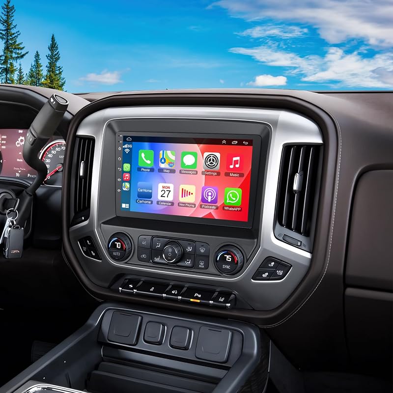 Android 14 4GB+64GB Car Radio Stereo for Chevrolet Silverado & GMC Sierra 2014-2018(Without Bo-se System), Support Wireless Carplay&Android Auto,Bluetooth/FM Radio,Back Up Camera&SWC