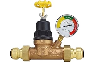 Apollo Valves 3/4 in. Bronze Double Union Push-to-Connect Water Pressure Regulator with Gauge