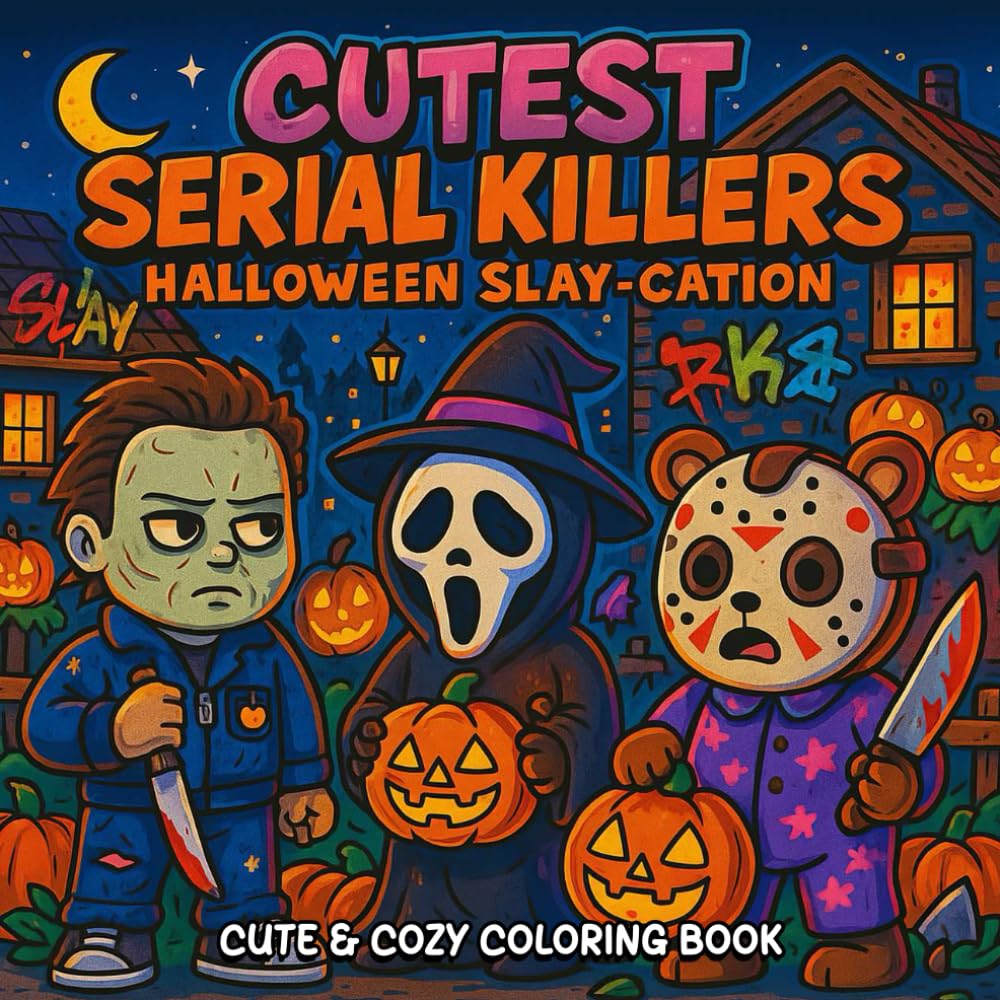 Cutest Serial Killers: Halloween Slay-cation Coloring Book for Adults and Teens: A Cute & Cozy, Featuring Kawaii Horror Icons for Spooky Funny (Cutest Serial Killers Coloring Book)