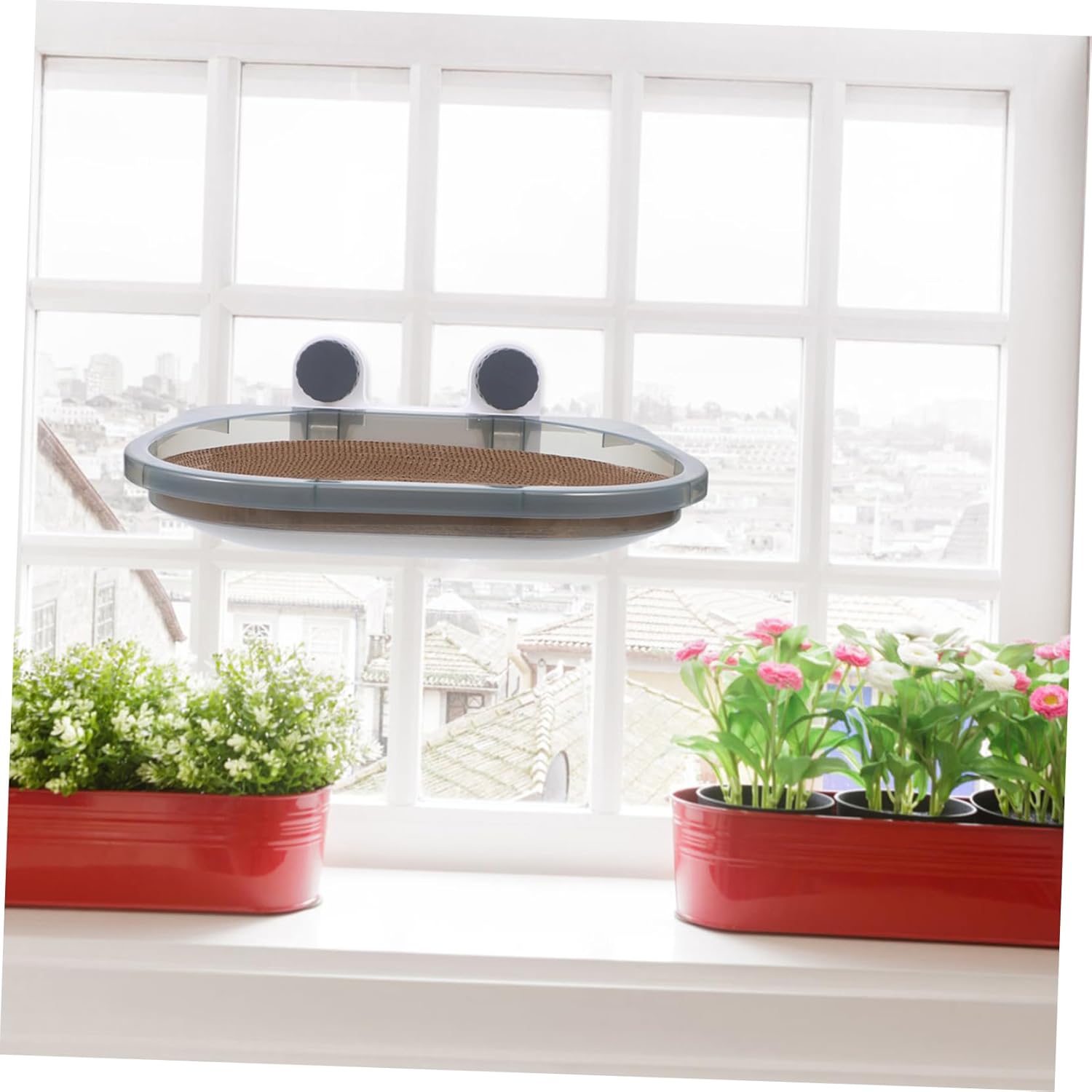 Cat Window Perch with Strong Suction Cups Elevated Cat Bed Hammock for Windowsill Balcony Living Room Year Comfort with Scratching Boards for Cats Up