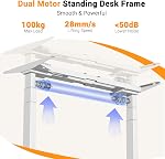 ERGOMAKER Moteur double 3 Stage Électrique Hauteur Cadre de bureau réglable, pieds de bureau debout Assieds-toi à debout Bureau de bureau Frame de bureau pour la maison, blanc