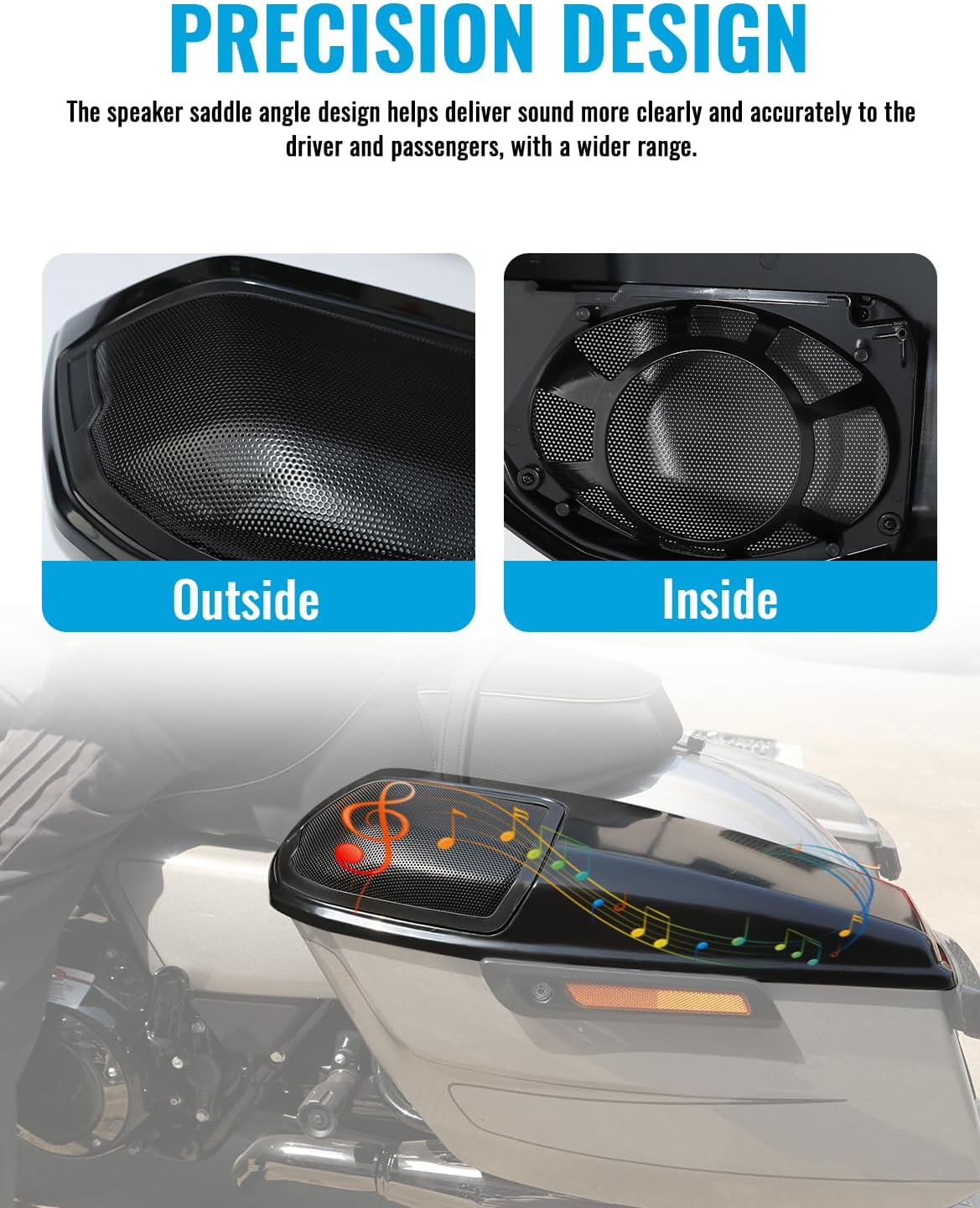 6x9'' Saddlebag Speaker Lids w/Sealing Strip for Harley Touring CVO Road Glide Street Glide 2023-2026,FLHX FLTRX FLTRXSTSE 202420-26 , FLHXU 2025-2026 FLHXL FLTRXL FLHXLSE FLHXSTSE 2026,Matte Black