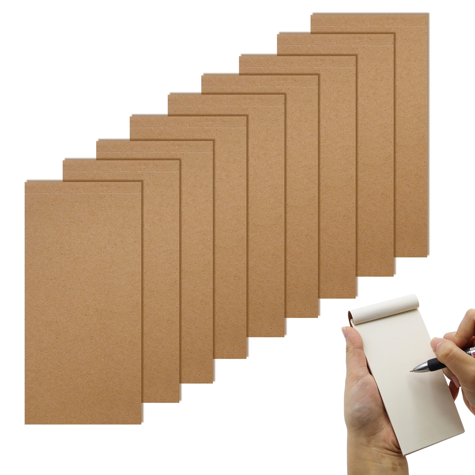 10 Pack Blank Flip Books 14 x 7 cm Mini Kraft Sketchbook Small Pocket Drawing Paper Small Notebooks 100 Pages Sewn Binding for Cartoon Memos Animation Sketching Travel Reporter Thick Bleed Proof