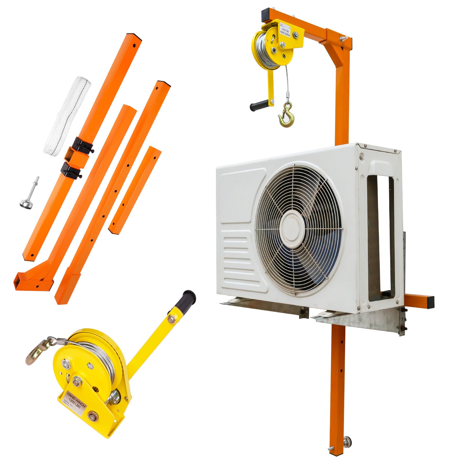 IEOWY Air Conditioner Lifting Tool - Stainless Steel Folding Crane Bracket with Special Hanger for Efficient Installation