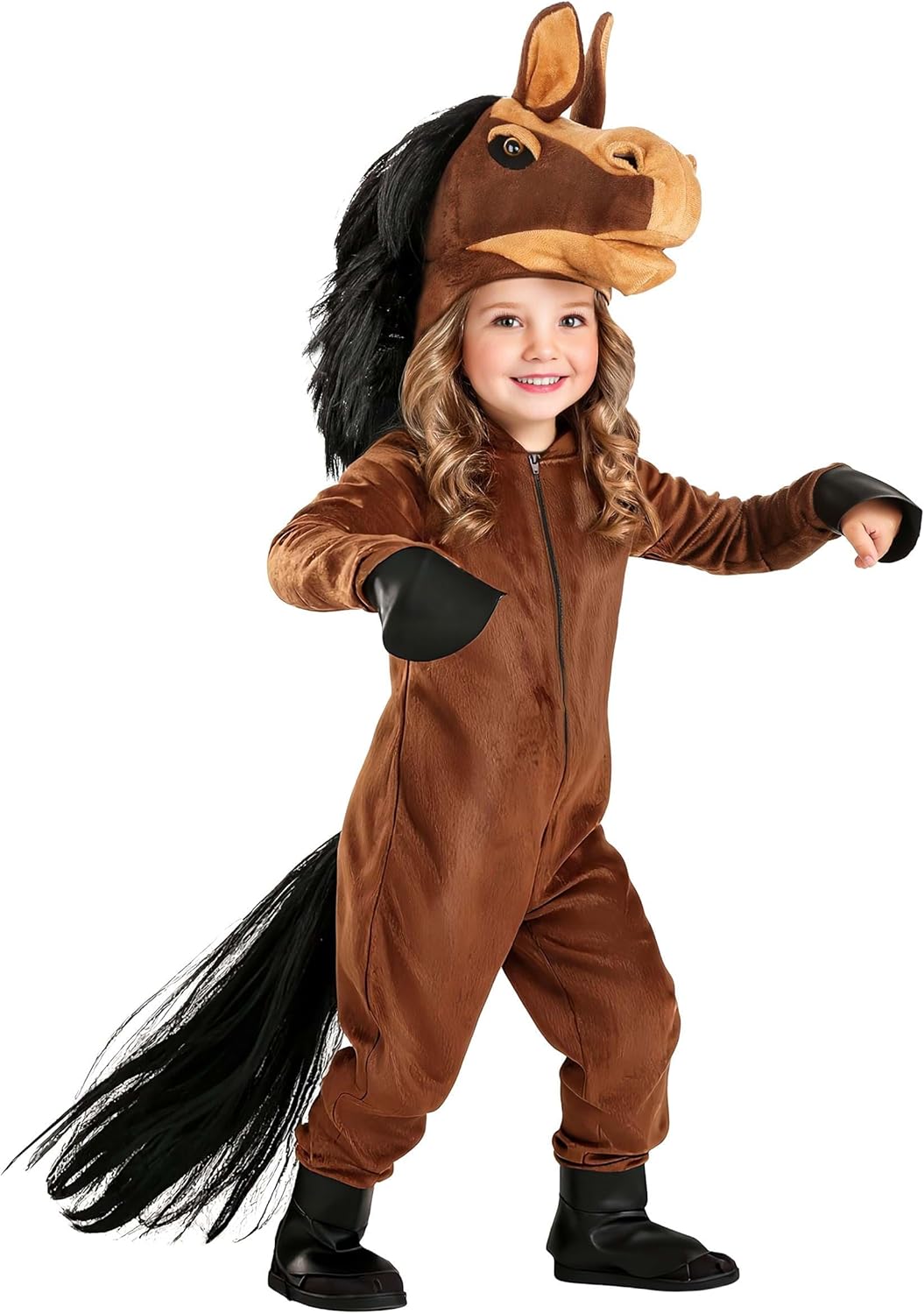 Fun Costumes Horse Toddler Costume - Hooded Jumpsuit with Faux Leather Hooves - Image 5
