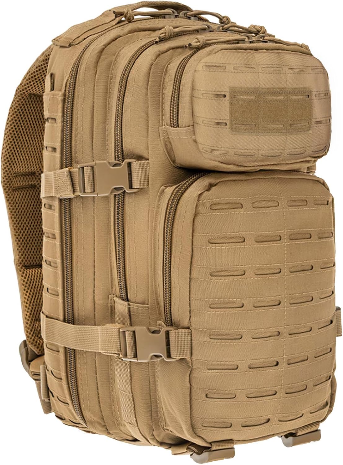 Military Tactical Backpack for Men 35L Small Molle System Water Resistant 3 Day Survival Assault Pack for Bug Out Bag Rucksack Travel Hiking Camping Gym Range Trekking Hunting Sport Work (Tan)