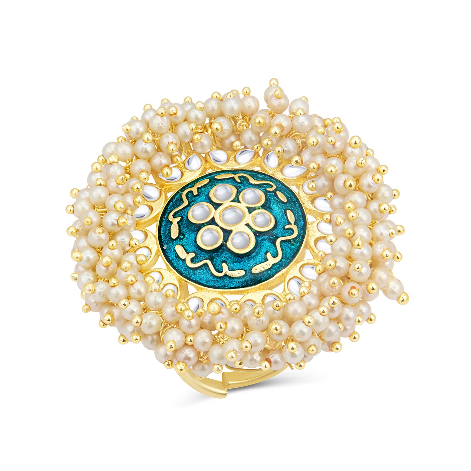 Sukkhi Glitzy Kundan Gold Plated Pearl Ring for Women (SKR85679) (B0949CDC81) Amazon Price History, Amazon Price Tracker