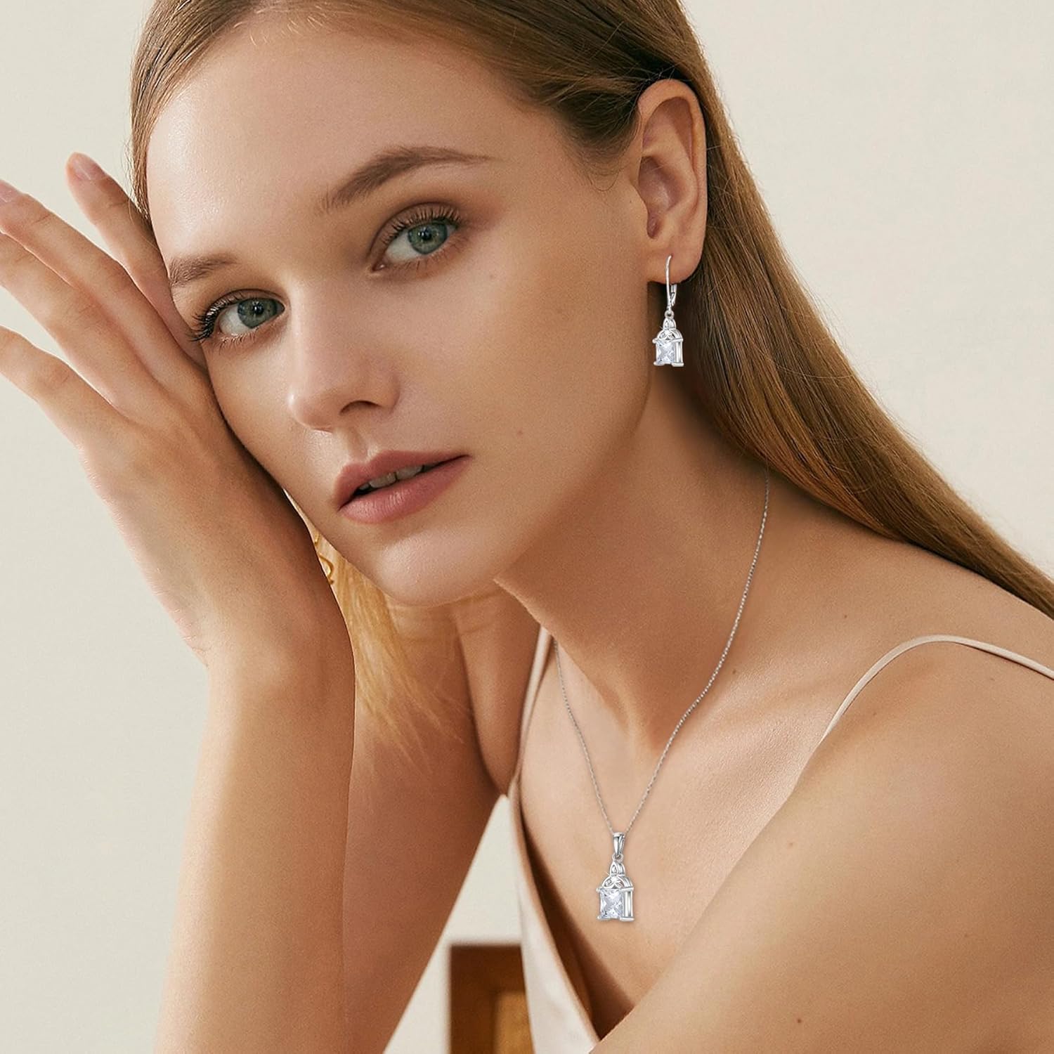 Celtic Knot Dangle Drop Earrings 925 Sterling Silver Princess Cut Leverback Earrings Birthstone Earring Trinity Irish Good Luck Jewelry Gifts for Women - Image 3