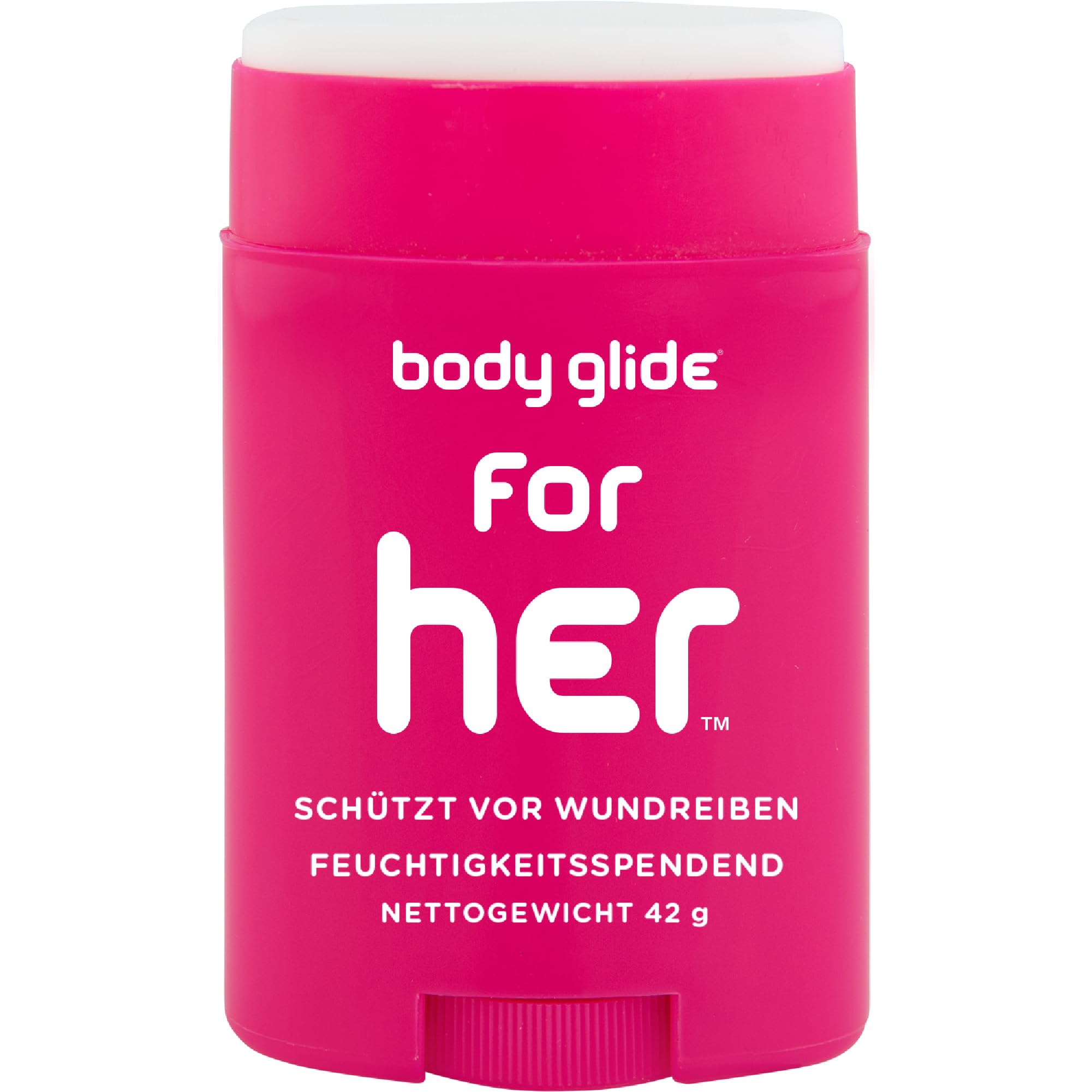BODY GLIDE „for her“ Anti-Wundreib-Stick – Wirksamer Schutz vor Wundreibung und Blasen. Langanhaltend und wasserfest. Für empfindliche Hautstellen wie Oberschenkel, Schultern und Brust. (42g)