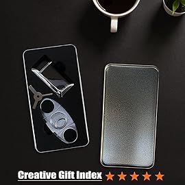 Bbsisgo Cigar Cutter and Lighter Set, Gifts for Men, Double Jet Flame Butane Torch Lighter with Adjustment Tools, Refillable Windproof Gas Lighter, Silver.(Sold Without Gas)