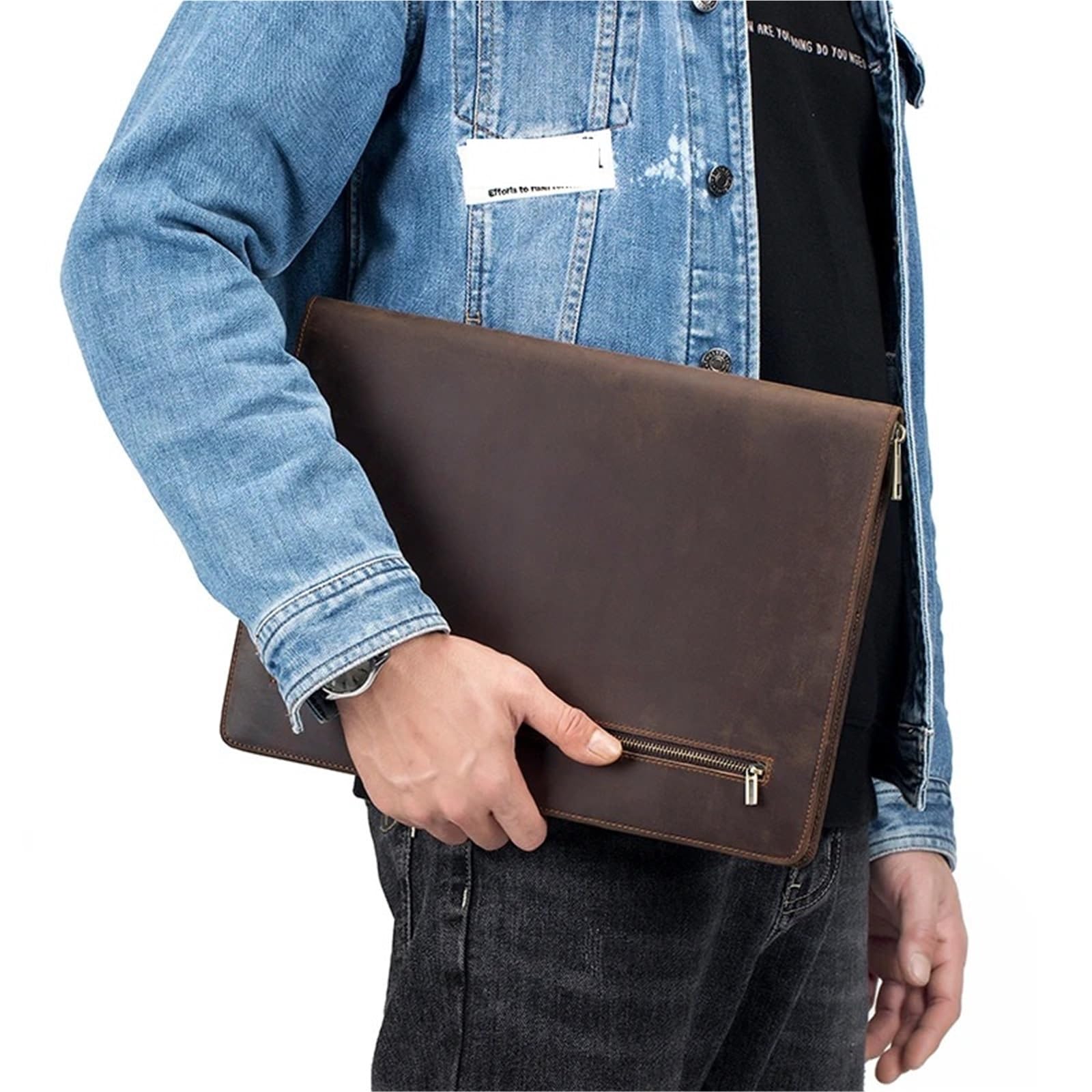 Dokumententasche Aus Leder Multifunktions A4 Leder Padfolio Portfolio Männer Datei Ordner Telefon Dokument Halter Organizer