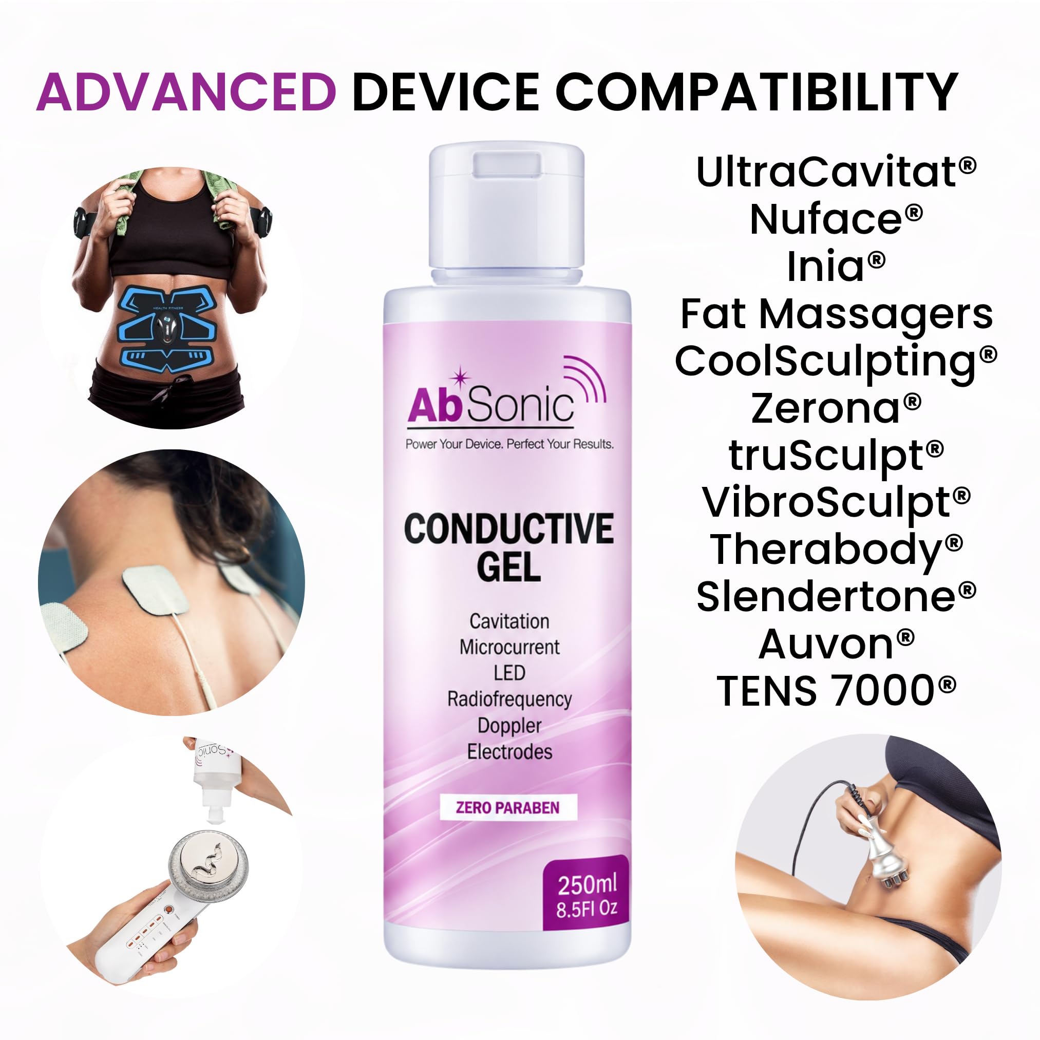 Absonic Conductive Gel for Ultrasound, Cavitation, Microcurrent, RF, TENS & EMS Devices – 2-Pack (17 oz Total) – Water-Based, Paraben-Free – Designed in France — Amazon image 5