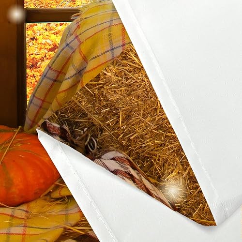 Miniatura 4 de Cortina de ducha de otoño con diseño de calabaza de cosecha, paja de cosecha de Acción de Gracias, tela de hoja de arce otoñal, cortina de baño