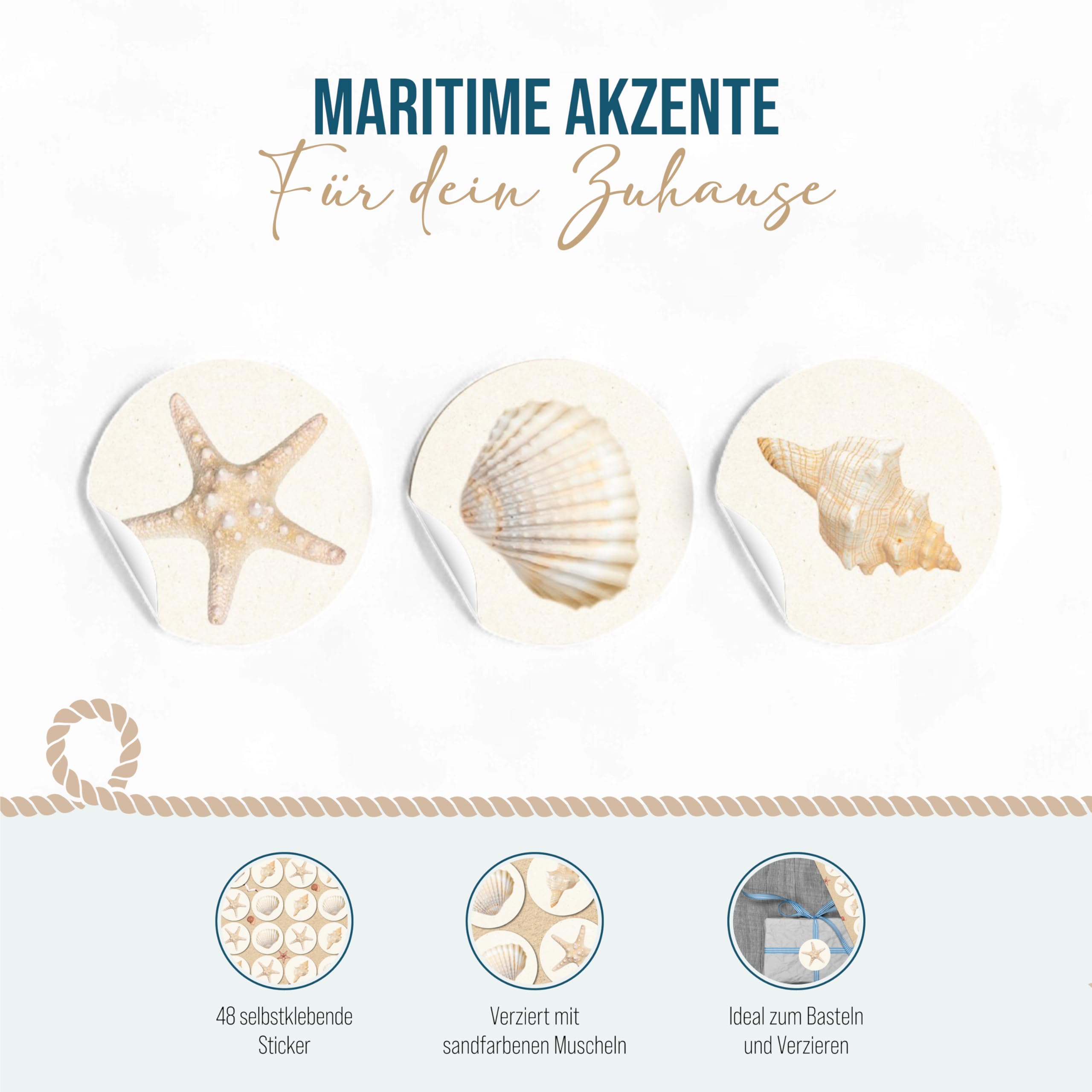 Sommer Watercolor Sticker Set – Meer-Motive (Anker, Muscheln, Strand) Für Journal, Scrapbooking