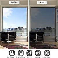 Vista 3 de HIDBEA - Película reflejante de espejo unidireccional para ventana, privacidad diurna, bloqueo solar, adherencia estática sin pegamento, control