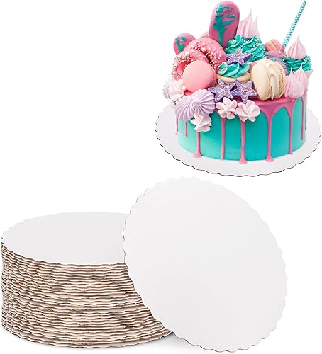 Fit Meal Prep Paquete de 20 Tableros para pasteles de 6 pulgadas, círculos de cartón blanco desechables, base redonda, pastel pequeño, postres y