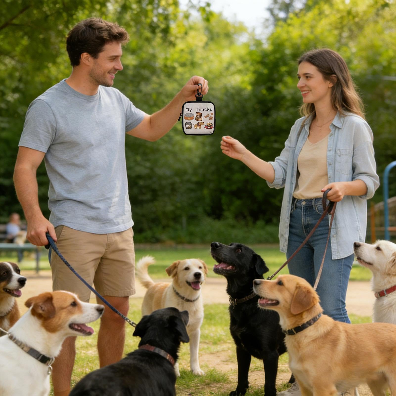 Generisch Borsa per snack per cani, portatile per dispenser di snack, compatta per addestramento degli animali domestici, accessorio portatile in silicone e nylon, porta ricompensa per