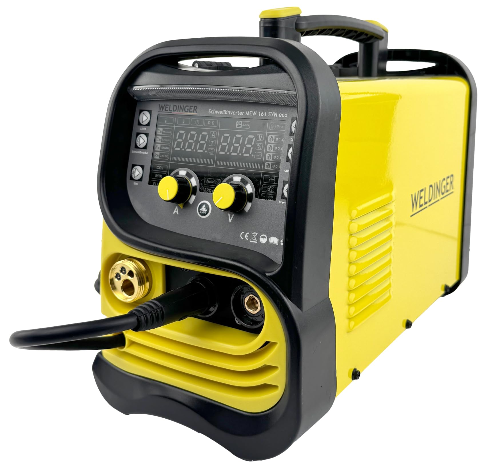 WELDINGER MIG/MAG-Schweißinverter MEW 161 SYN eco synergisches Schutzgasschweißgerät (Fülldraht WIG MMA) 5 Jahre Garantie