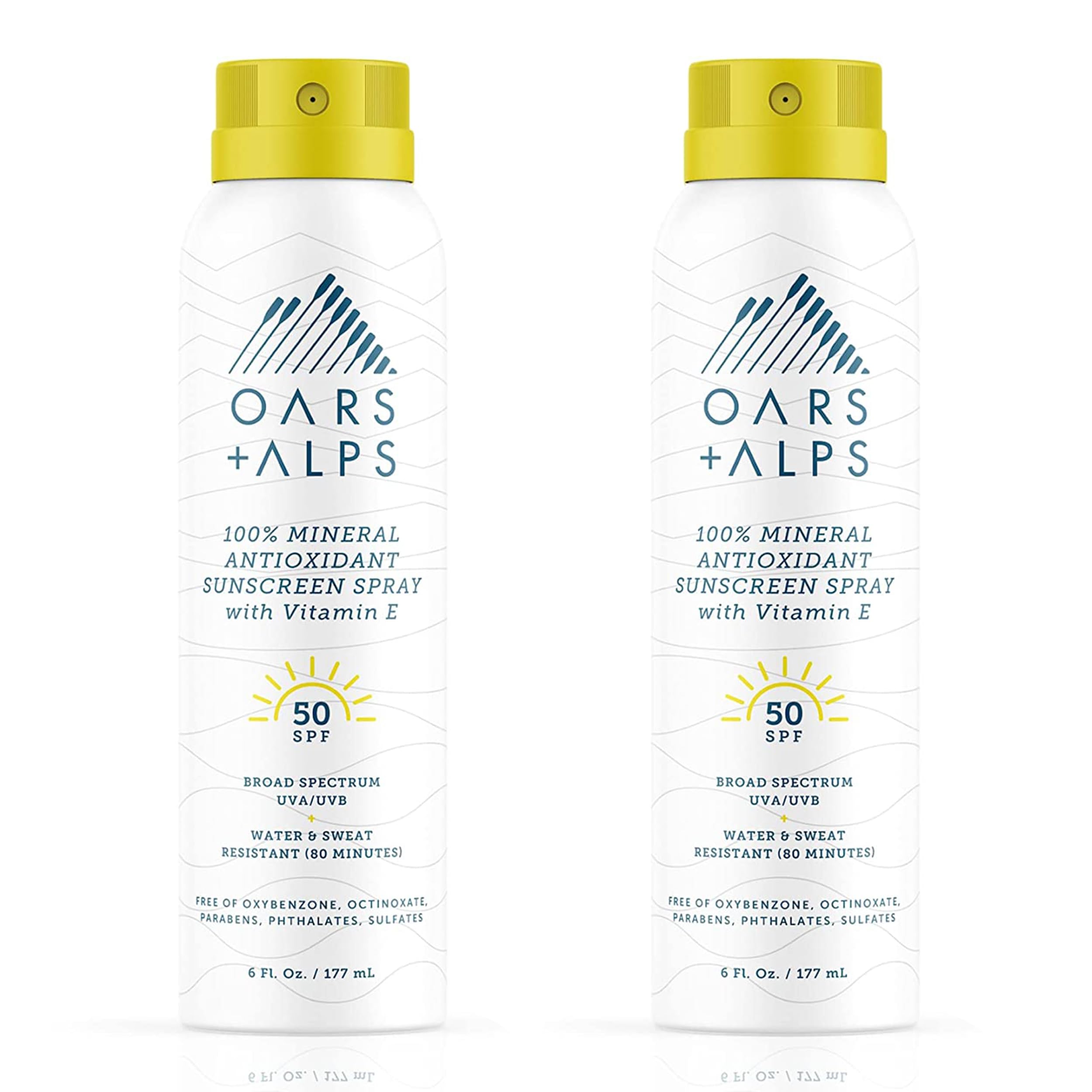 Oars Alps SPF 50 Mineral Sunscreen Spray for Face Body Infused with Vitamin E Antioxidants Water Sweat Resistant