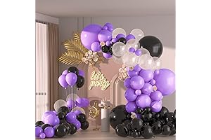 136Pcs Black, Purple, and Clear Latex Balloon Garland Arch Kit