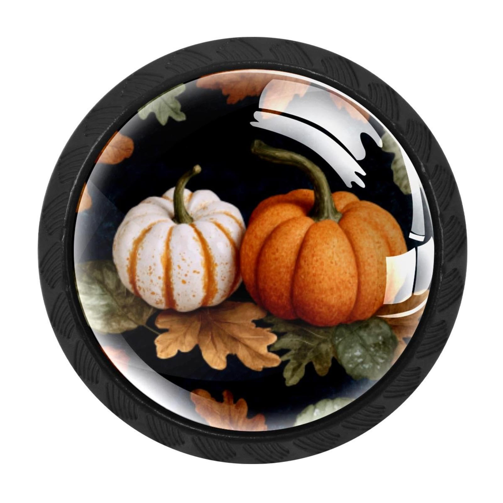 CHENZZZZ 4 Pack Thanksgiving Pumpkins a (3) Dresser Drawer Cabinet Knobs Black Round Drawer Knob Pull Handle with Screws for Kitchen Wardrobe Cupboard Furniture Decor